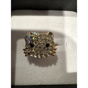 Adorable Hello Kitty Cat Kitten Silvertone Costume Adjustable Ring NEW w Box A12